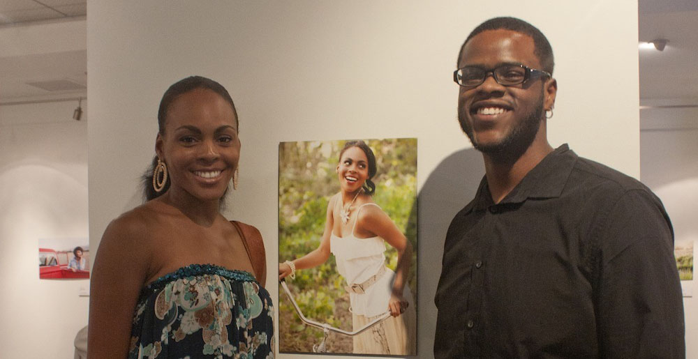 Photo of crowd viewing art