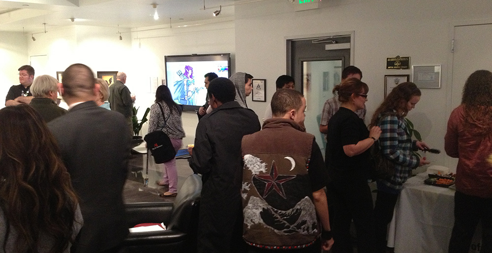 Photo of crowd viewing art